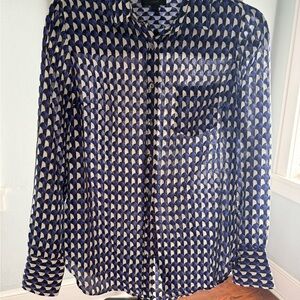 J. Crew Blue and White Patterned Top